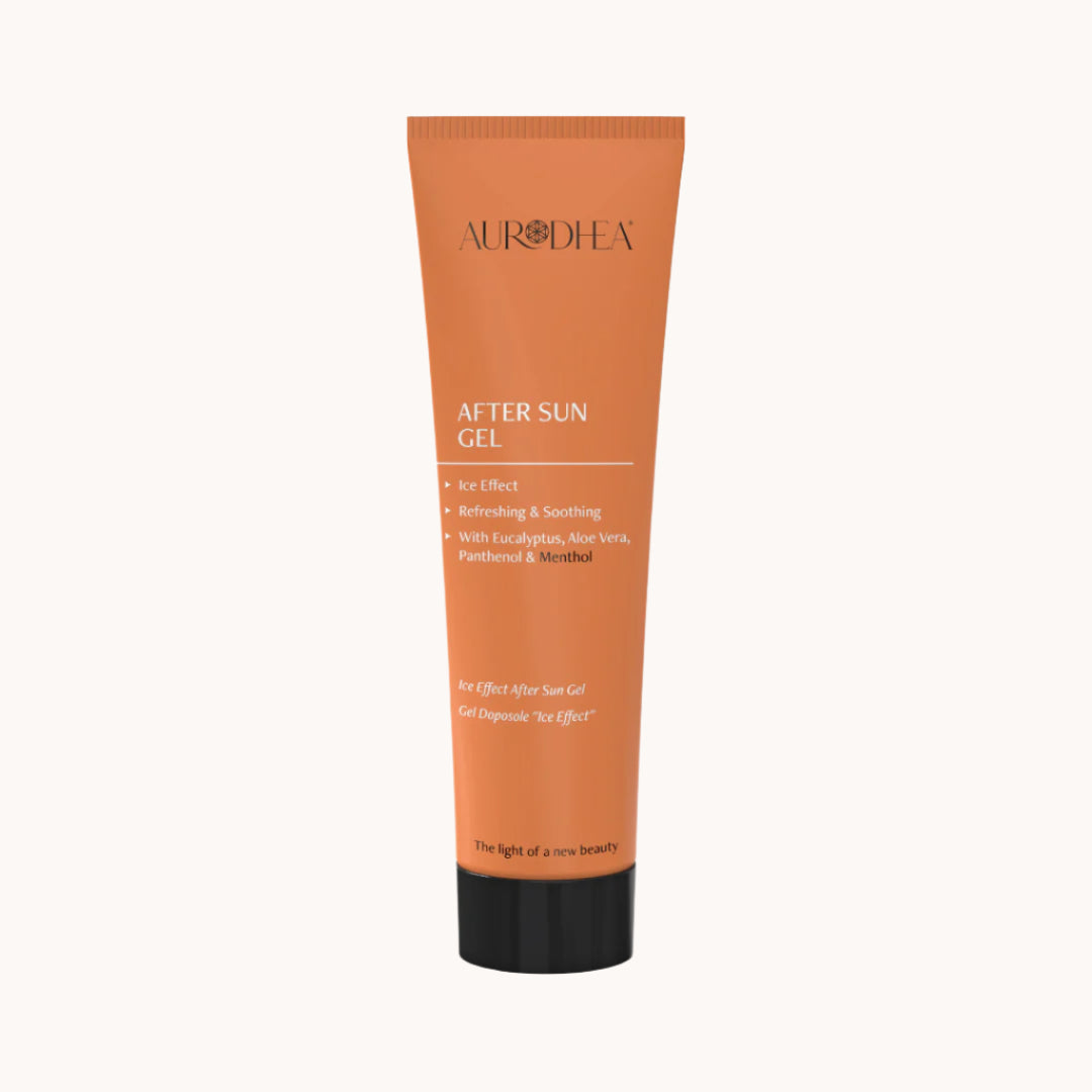Aurodhea After Sun Gel mit Aloe Vera, Panthenol, Menthol und Eukalyptusextrakt – beruhigende und kühlende Pflege nach dem Sonnenbad