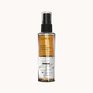 Aurodhea Regenerierendes 2-Phasen-Sonnenspray für braunes Haar mit GLOSSY DEEP™, Johanniskraut, Walnussschalenöl, Hyaluronsäure und Aloe Vera – feuchtigkeitsspendender UVB-Schutz für glänzendes, geschmeidiges Haar