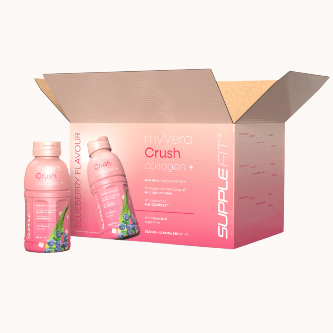 MYVERA CRUSH Collagen + Nahrungsergänzung mit Aloe Vera, Vitamin C, Kollagen und Heidelbeere – fördert gesunde Haut, Haare und Nägel mit antioxidativer Wirkung

