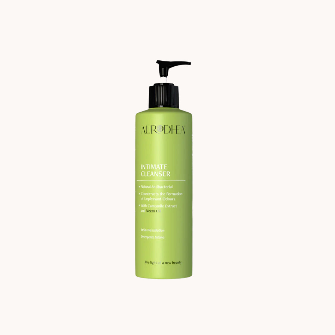 Aurodhea Neem Öl Intimreiniger mit antimykotischer Wirkung, Aloe Vera und Kamillenextrakt – reinigt sanft, beruhigt, schützt die bakterielle Flora und hilft bei Candida-Infektionen und Zystitis.
